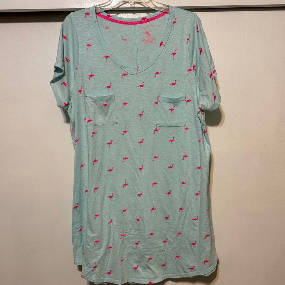 Sonoma Turquoise and Pink flamingo Sleepshirt